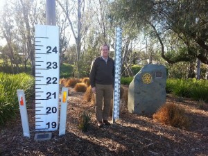 DG Murray inspects the Commemorative Rock